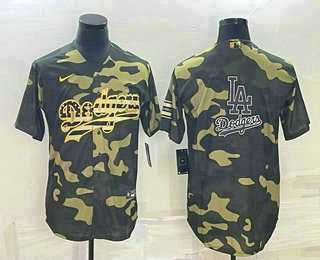 Men%27s Los Angeles Dodgers Olive Team Big Logo Cool Base Stitched Baseball Jersey->los angeles dodgers->MLB Jersey